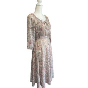Women’s Vintage Multicolor Floral Print A-Line Maxi Dress Size Small
